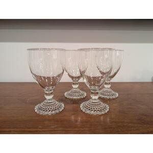 Set of 4 Vintage Anchor Hocking Bubble Foot Goblets | Mid-Century Pressed Glass